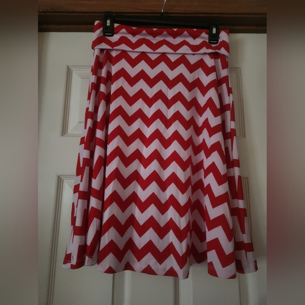 Womens Red and White A-Line Skirt